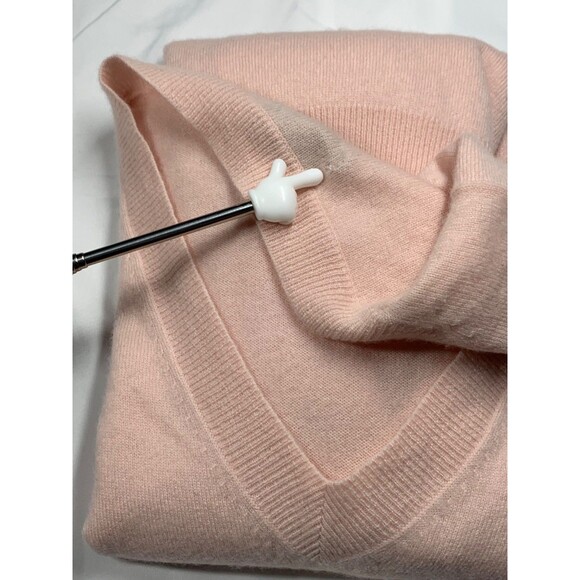 J.Crew Collection Cashmere V-Neck Sweater Size XL Pale Pink Soft Cozy - Picture 9 of 9